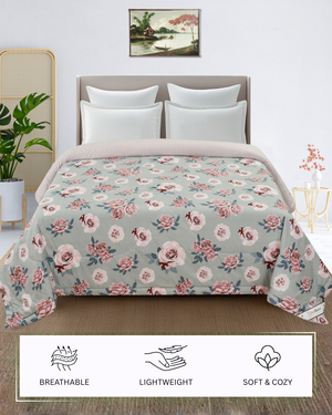Furnofy 220 GSM Premium King Size Reversible Comforter/Quilt (220x224 cm) - Microfiber, Pack of 1