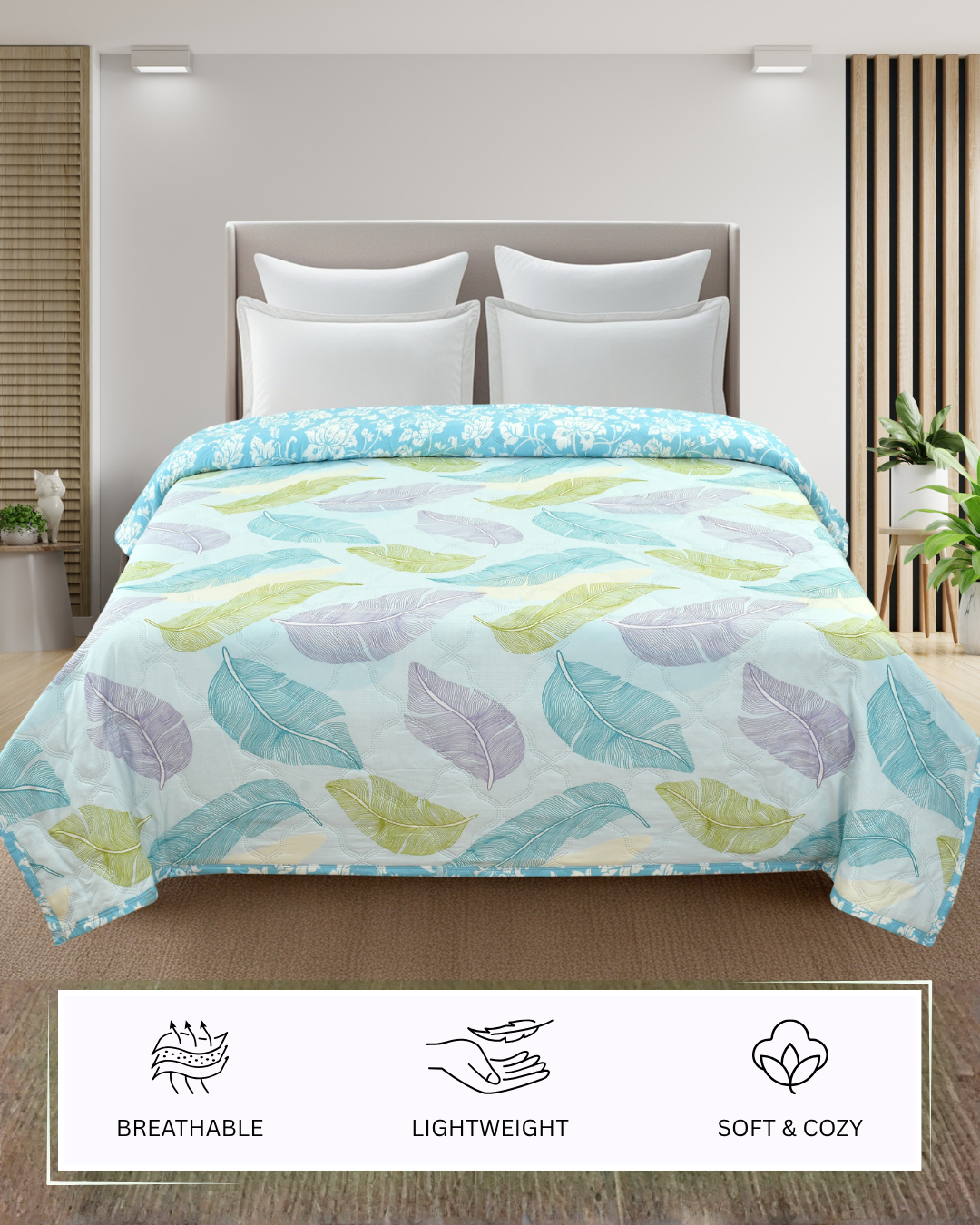 Furnofy 200 GSM Premium King Size Reversible Comforter/Quilt (220x224 cm) - Microfiber, Pack of 1