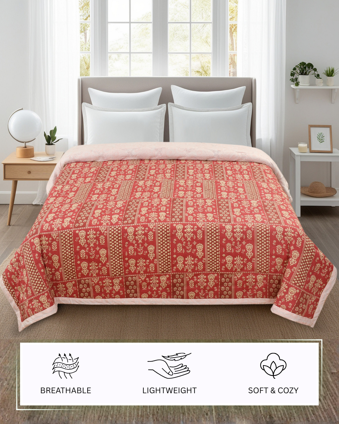 Furnofy 200 GSM Premium King Size Reversible Comforter/Quilt (220x224 cm) - Microfiber, Pack of 1