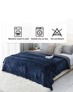 Furnofy Premium Soft Sherpa Warm Blankets (85x90 Inches) - Jade Blue