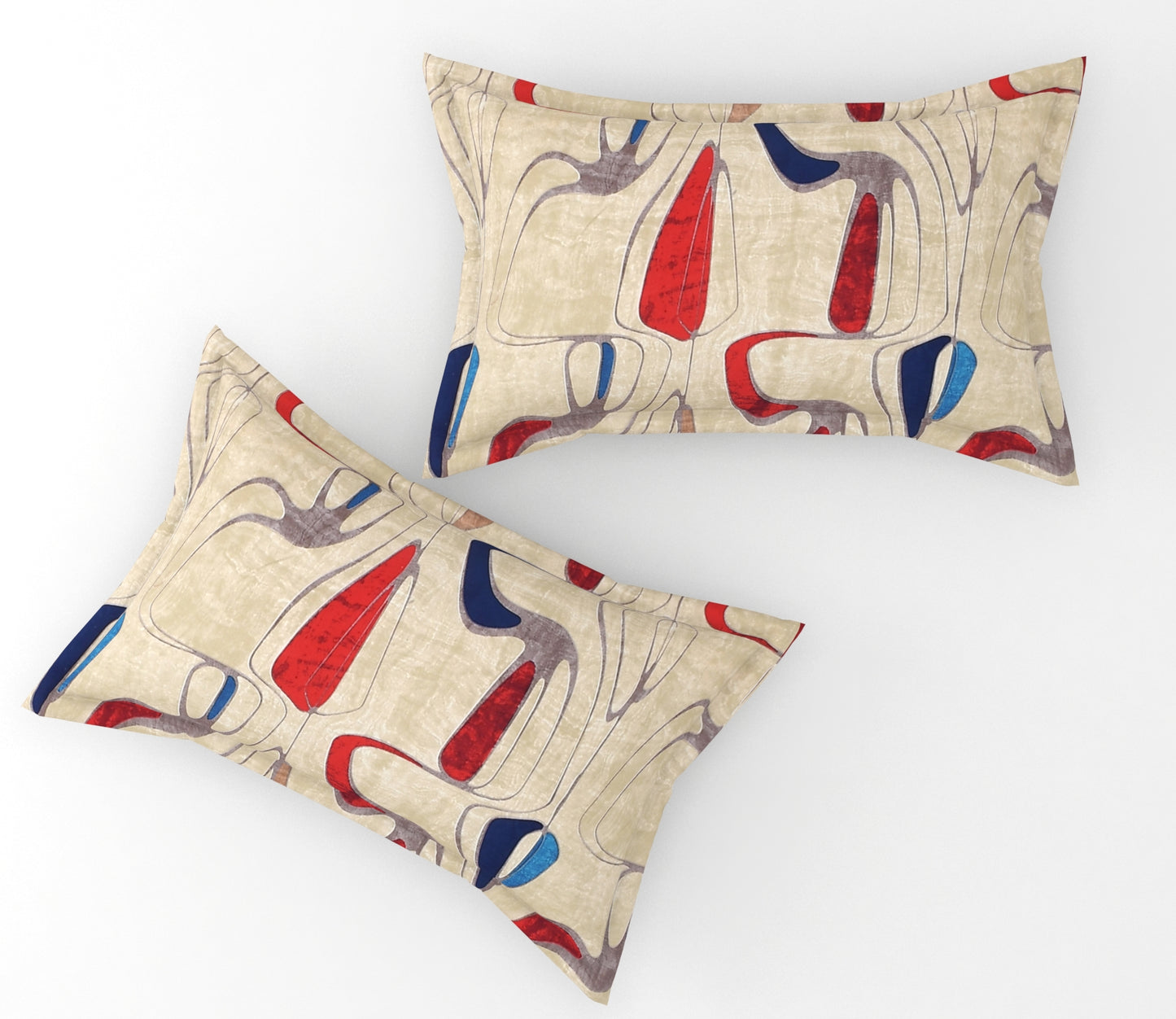 Furnofy 140 GSM Fitted  Double Bedsheet (78"x72" + 6" Pocket Size) with 2 Pillow Covers (18x27 inches) - Abstract