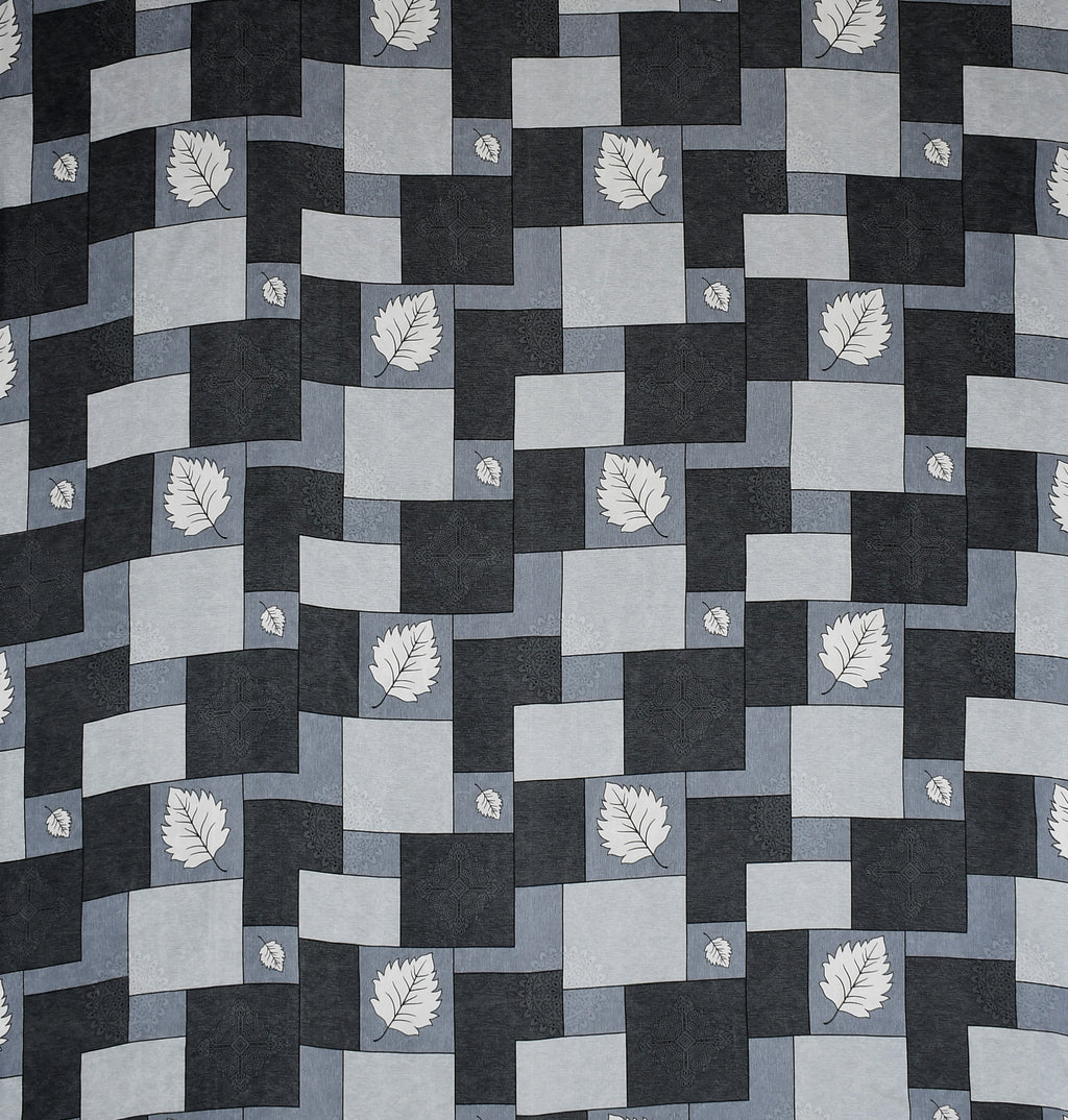 Furnofy Premium Printed Double Bedsheet (90x100 Inches) with 2 Pillow Covers (Flat, Geometric) - Grey & Black