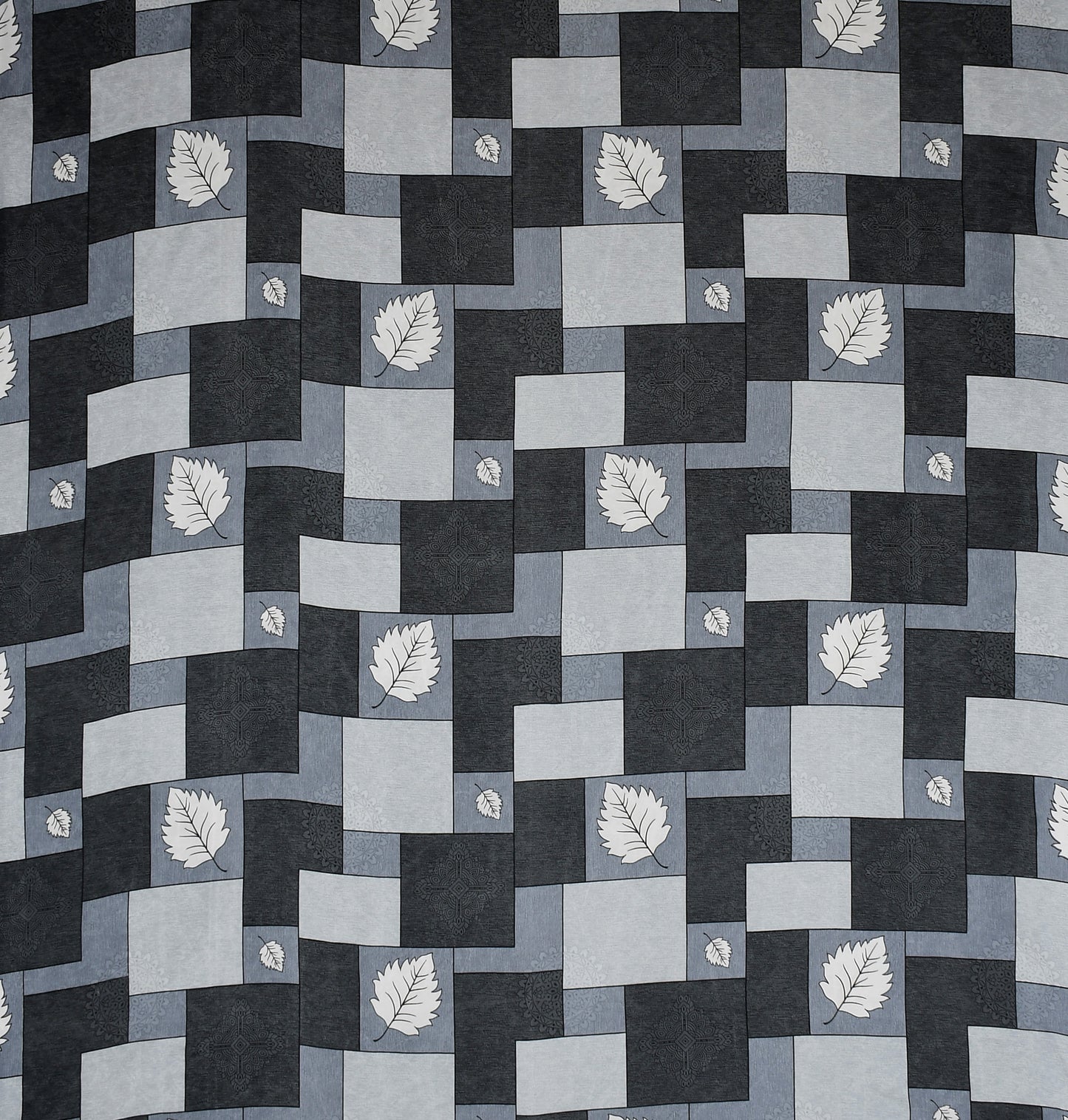 Furnofy Premium Printed Double Bedsheet (90x100 Inches) with 2 Pillow Covers (Flat, Geometric) - Grey & Black