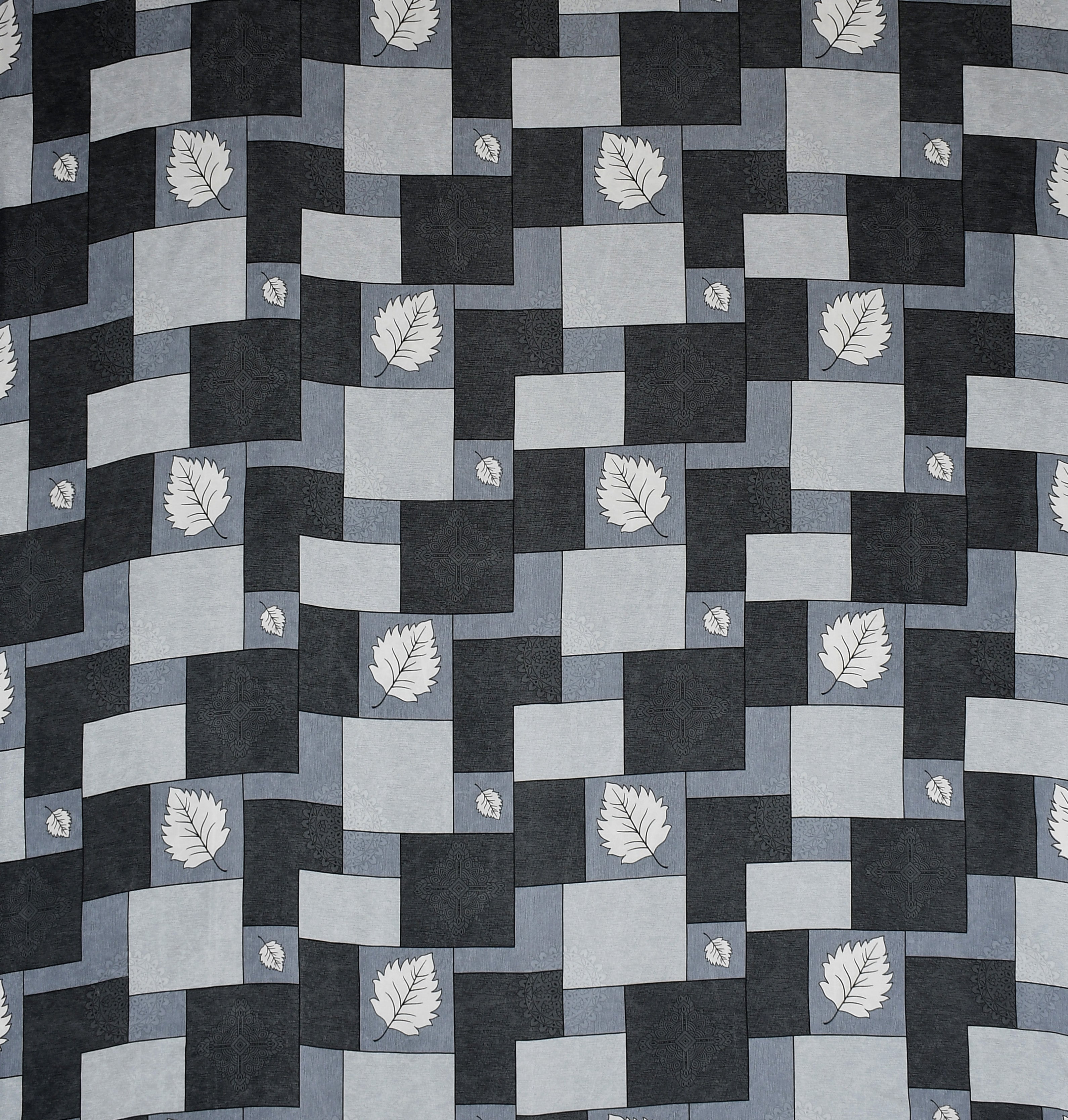Furnofy Premium Printed Double Bedsheet (90x100 Inches) with 2 Pillow Covers (Flat, Geometric) - Grey & Black