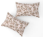 Furnofy Premium Printed Double Bedsheet (90x100 Inches) with 2 Pillow Covers (Flat, Floral) - Peach & Brown