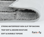 Furnofy Antiskid Lightweight Fluffy Doormats (Pack of 1, 40x60 CMs) - Light Grey