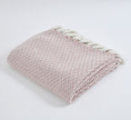 Furnofy Cotton Hand Knitted Throw Blanket (50 x 60 Inches), Pink
