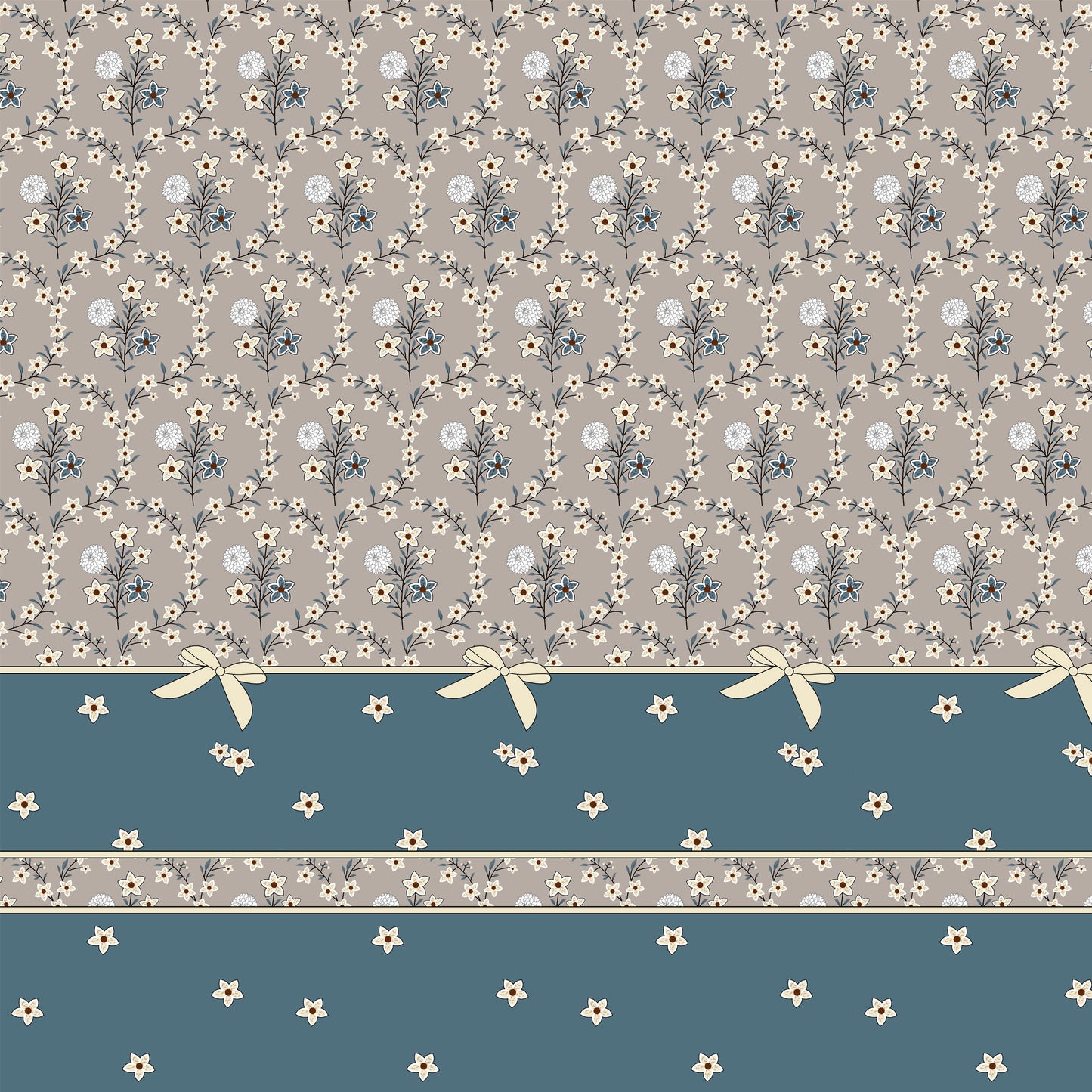 Furnofy Premium King Bedsheet with 2 Pillow Covers (108x108 Inches) - Flat, Grey & Aqua Green, Knot Print