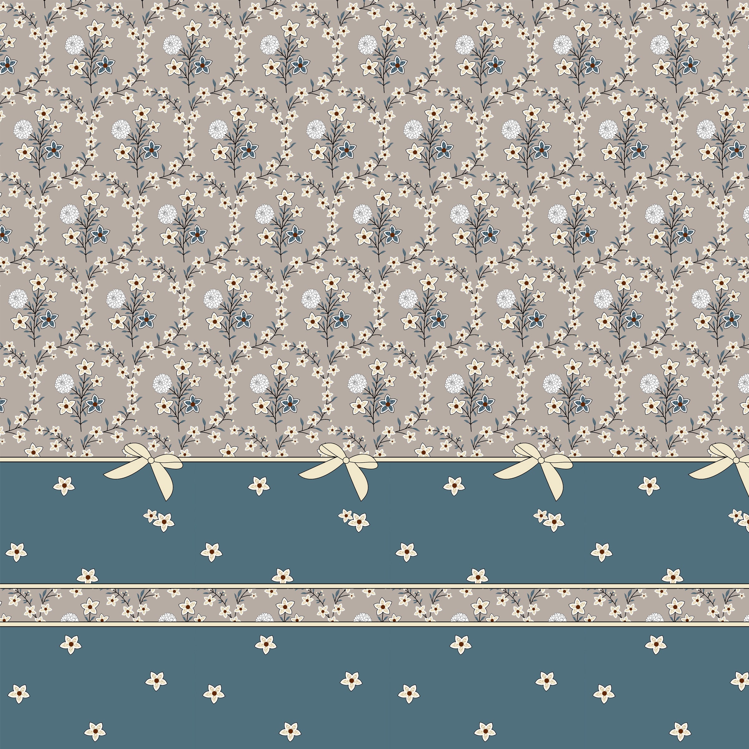 Furnofy Premium King Bedsheet with 2 Pillow Covers (108x108 Inches) - Flat, Grey & Aqua Green, Knot Print