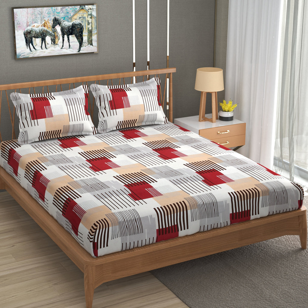 Furnofy Premium Printed Double Bedsheet (90x100 Inches) with 2 Pillow Covers (Butter Cotton Gift Set) - Flat, Multicolor