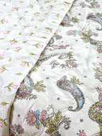 Furnofy 200 GSM Premium Single Bed Reversible Comforter/Quilt (150x220 cm) - Microfiber, Pack of 1, Floral White