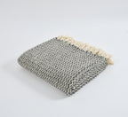Furnofy Cotton Hand Knitted Throw Blanket (50 x 60 Inches), Black & White