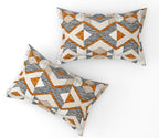 Furnofy Premium Printed Double Bedsheet (90x100 Inches) with 2 Pillow Covers (Flat, Geometric) - Grey & Mustard