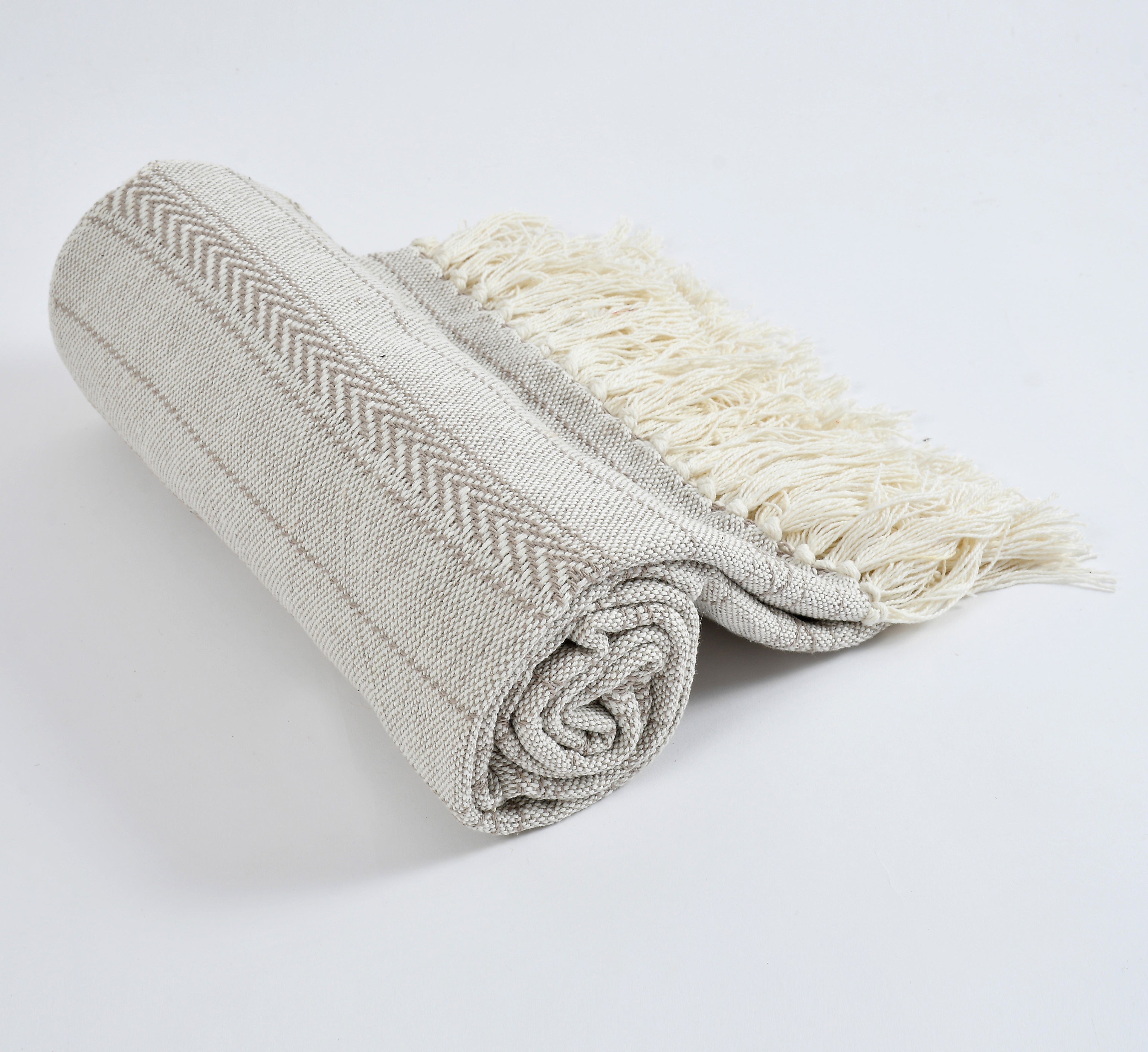 100% Cotton Sofa Throw | Handmade Throw - 50x60 Inches (Cream)