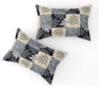 Furnofy Premium Printed Double Bedsheet (90x100 Inches) with 2 Pillow Covers (Flat, Blocks) - Grey & Beige