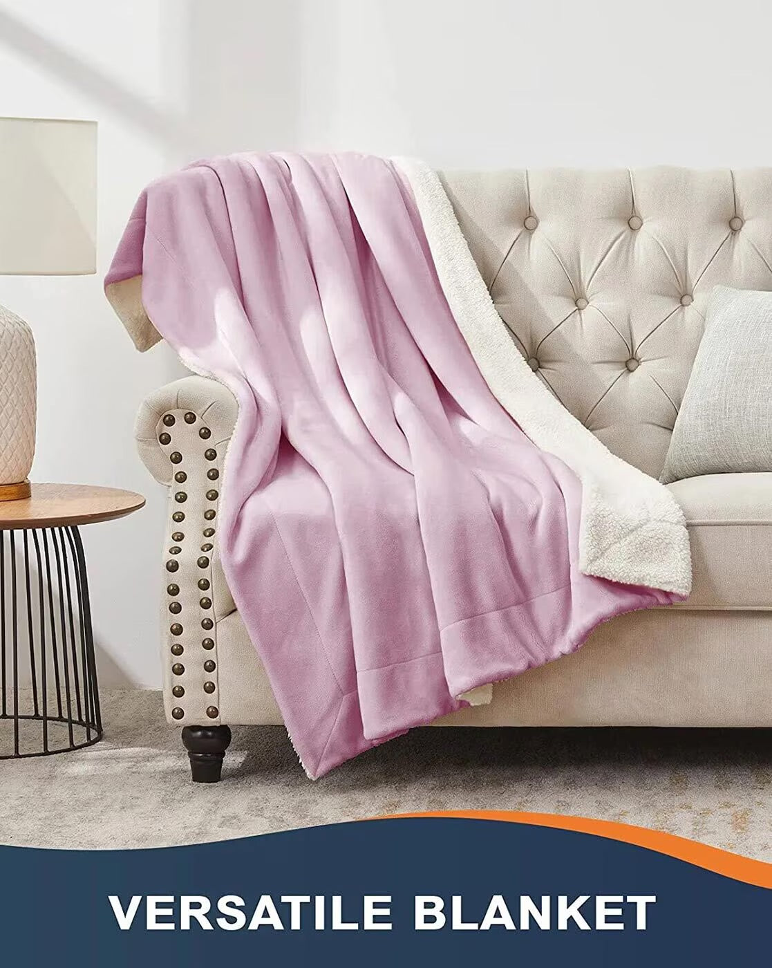 Furnofy Premium Soft Sherpa Warm Blankets (55x90 Inches) - Soft Pink
