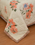 Furnofy 200 GSM Premium King Size Reversible Comforter/Quilt (220x224 cm) - Microfiber, Pack of 1, Floral Beige