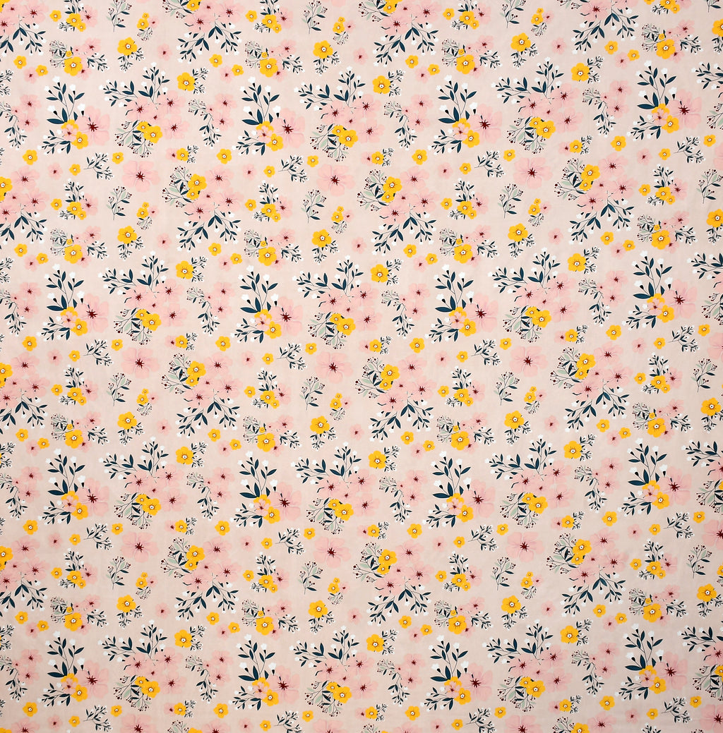 Furnofy Premium Cordinated King Bedsheet with 2 Pillow Covers (108x108 Inches) - Flat, Peach Sky Green, Floral