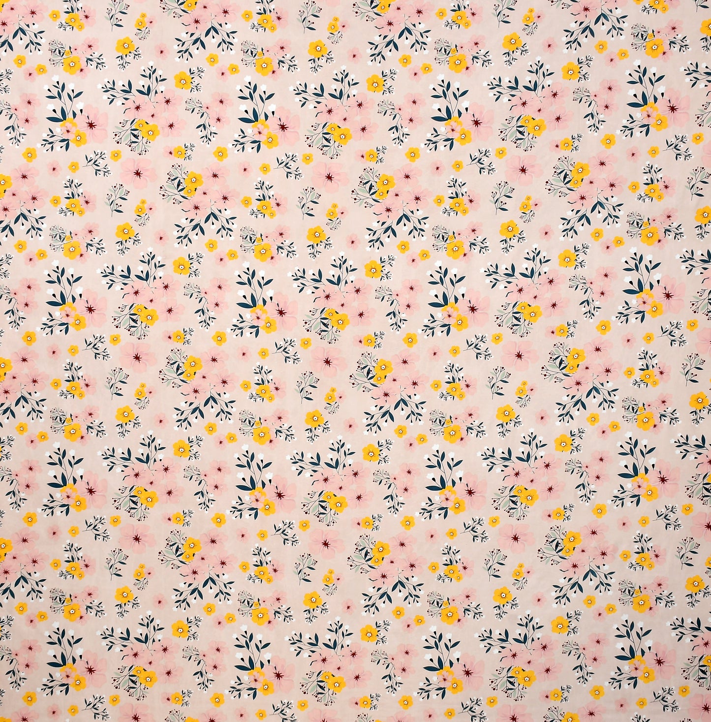 Furnofy Premium Cordinated King Bedsheet with 2 Pillow Covers (108x108 Inches) - Flat, Peach Sky Green, Floral