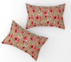 Furnofy Premium Printed Double Bedsheet (90x100 Inches) with 2 Pillow Covers (Flat, Floral) - Brown and Pink