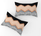 Furnofy Premium Printed Double Bedsheet (90x100 Inches) with 2 Pillow Covers (Flat, Wave) - Black, Grey and Peach