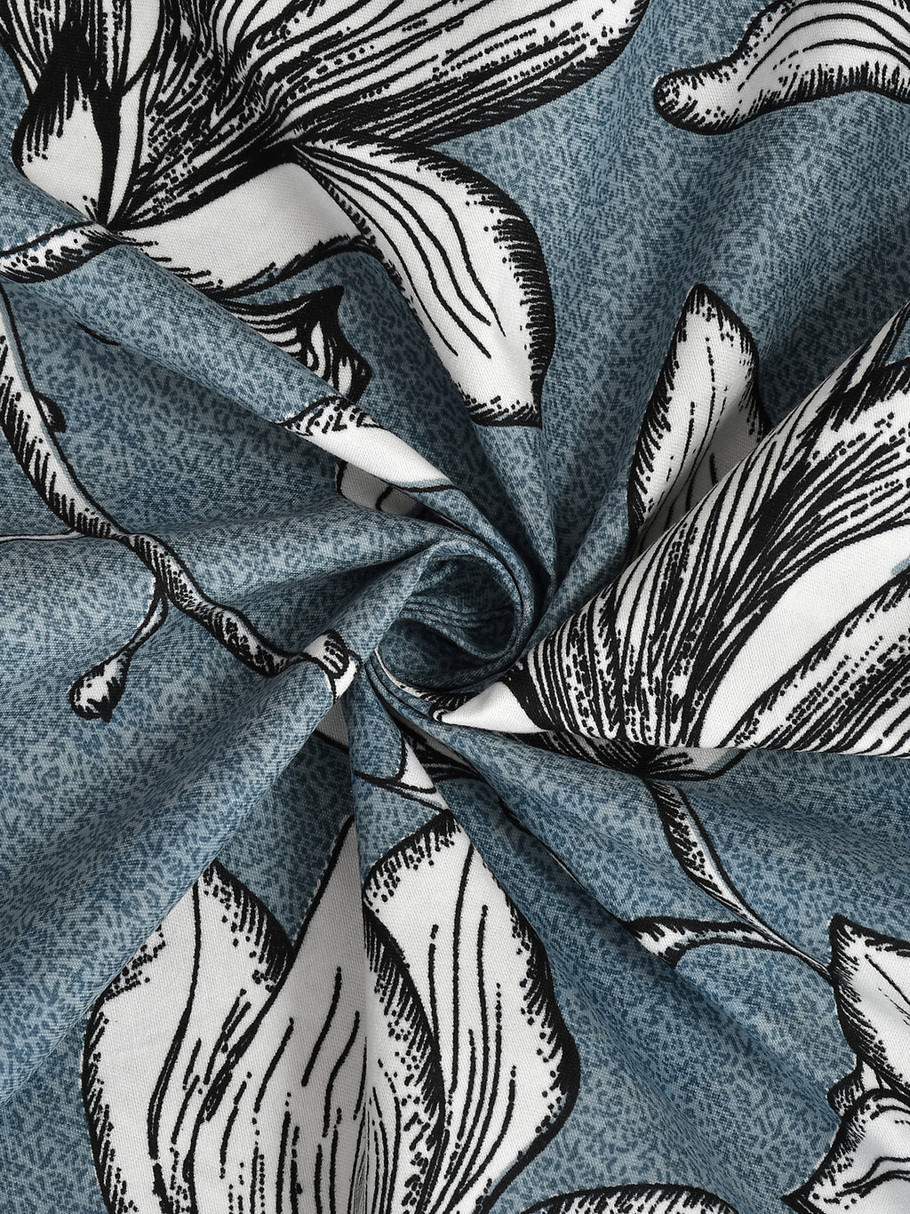Furnofy 140 GSM Flat King Size Bedsheet (108 x 108 inches) with 2 Pillow Covers (18 x 27 inches) - Floral, Blue