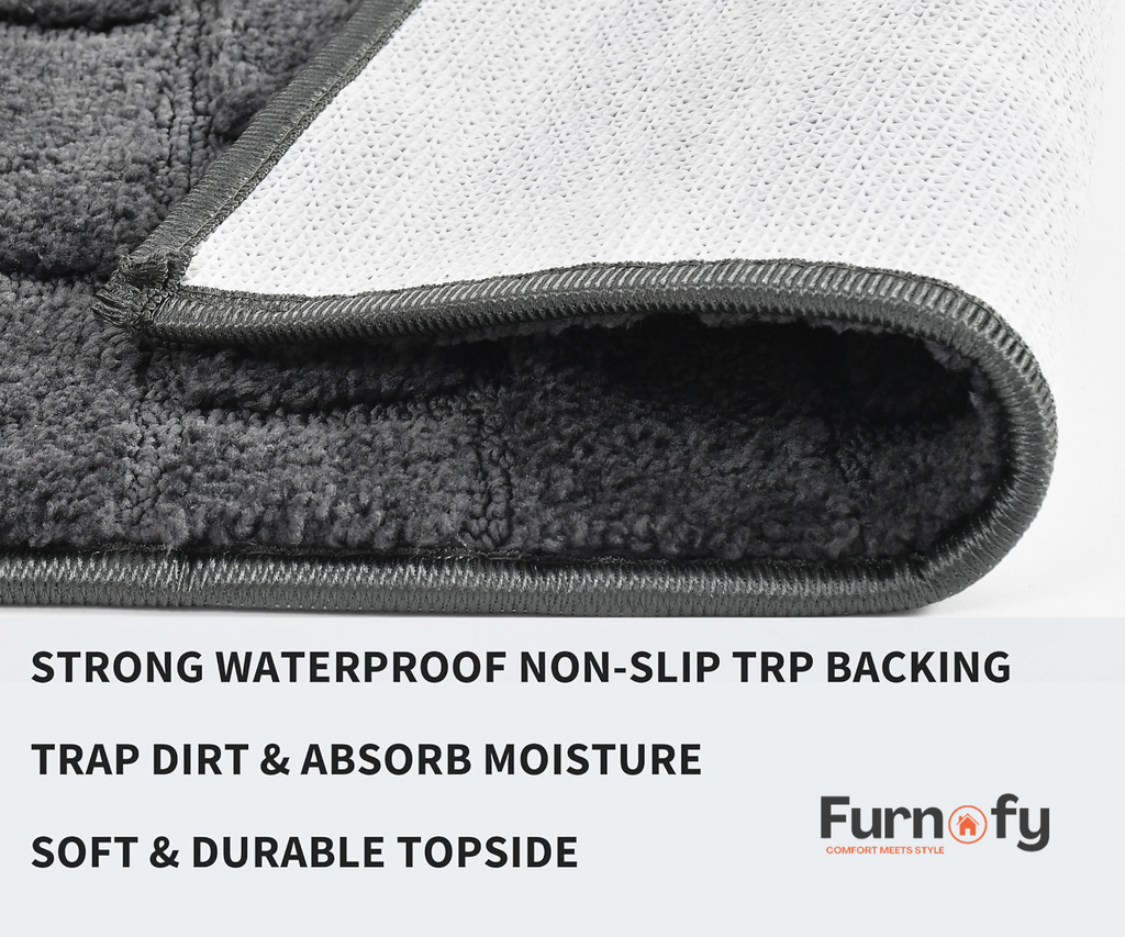 Furnofy Antiskid Lightweight Fluffy Doormats (Pack of 1, 40x60 CMs) - Dark Grey
