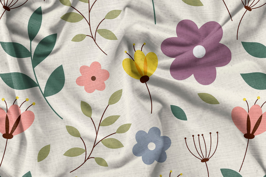 Furnofy 140 GSM Flat King Size Bedsheet (108 x 108 inches) with 2 Pillow Covers (18 x 27 inches) - White - Floral
