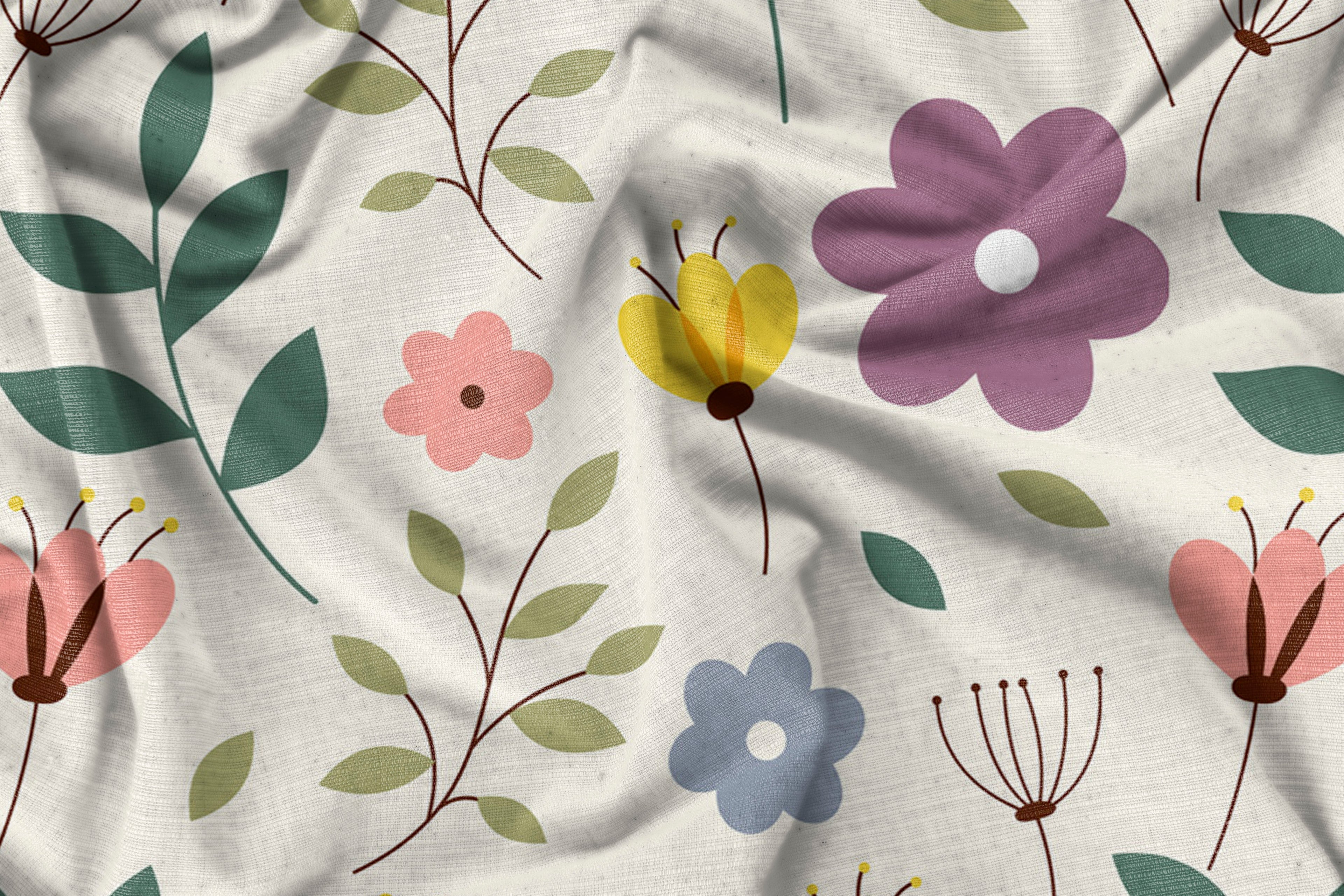 Furnofy 140 GSM Flat King Size Bedsheet (108 x 108 inches) with 2 Pillow Covers (18 x 27 inches) - White - Floral