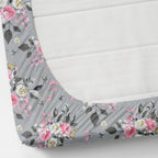 Furnofy Premium Fitted Double Bedsheet with 2 Pillow Covers (L-78" x B-72" + 6" Pocket) - Fitted, Grey and Pink - Floral
