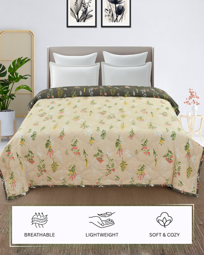 Furnofy 200 GSM Premium King Size Reversible Comforter/Quilt (220x224 cm) - Microfiber, Pack of 1