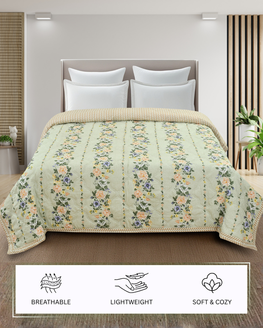 Furnofy 200 GSM Premium King Size Reversible Comforter/Quilt (220x224 cm) - Microfiber, Pack of 1
