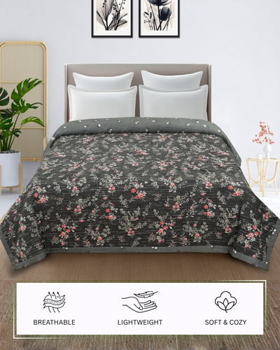 Furnofy 200 GSM Premium King Size Reversible Comforter/Quilt (220x224 cm) - Microfiber, Pack of 1