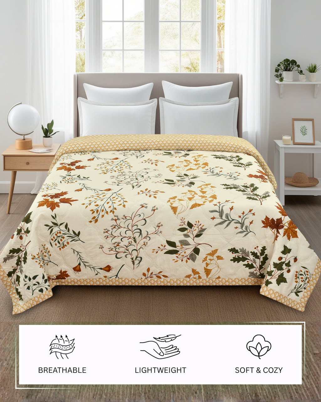 Furnofy 200 GSM Premium King Size Reversible Comforter/Quilt (220x224 cm) - Microfiber, Pack of 1