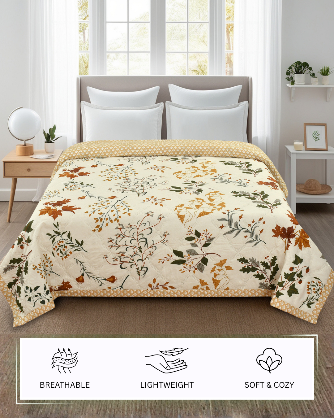 Furnofy 200 GSM Premium King Size Reversible Comforter/Quilt (220x224 cm) - Microfiber, Pack of 1