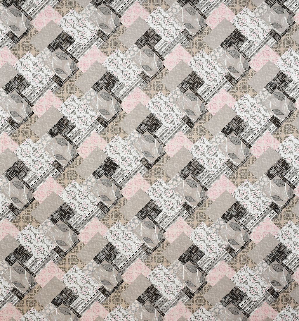 Furnofy Premium Printed Double Bedsheet (90x100 Inches) with 2 Pillow Covers (Flat, Geometric) - Pink & Grey