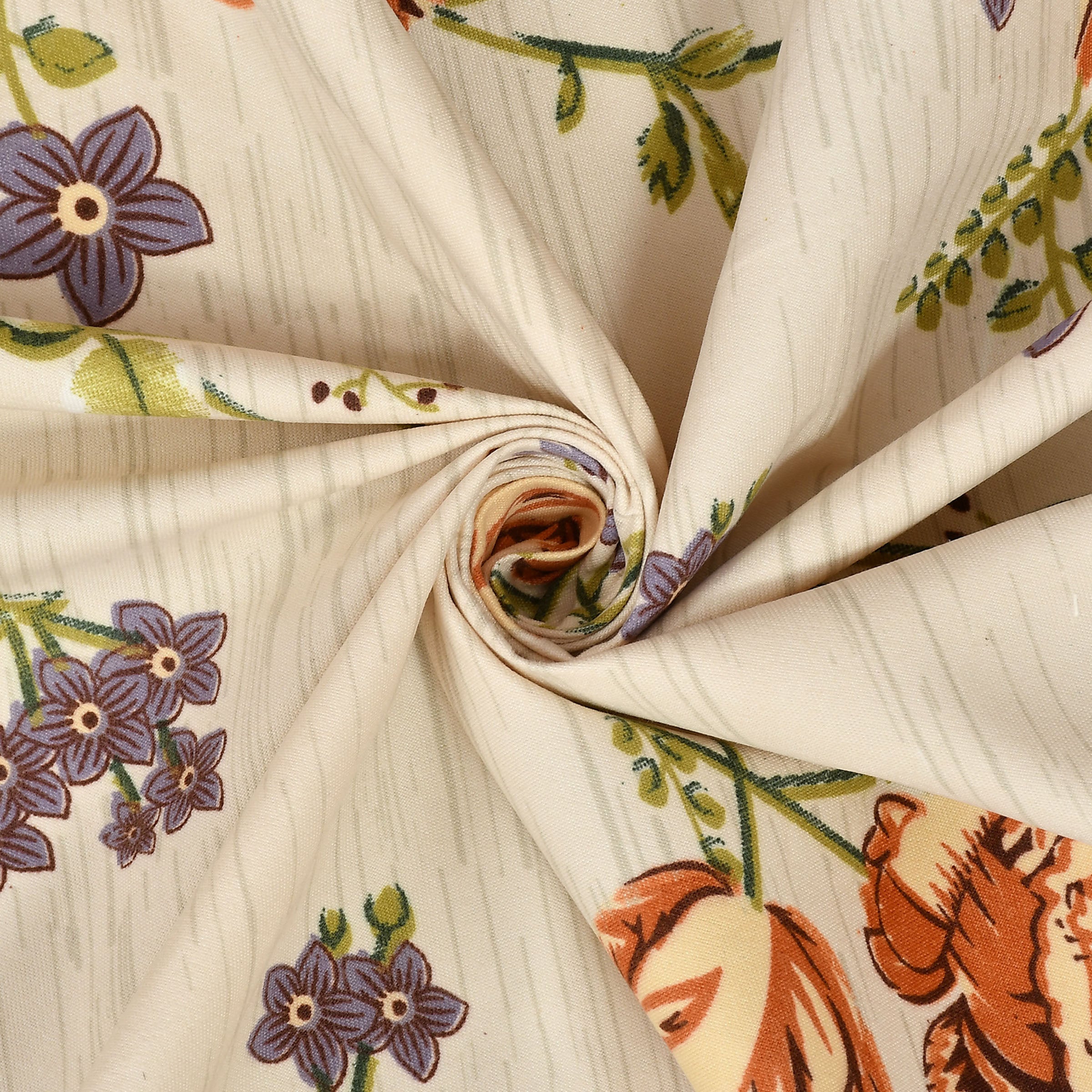 Furnofy 140 GSM Fitted Bedsheet (L-78 x B-72 + 6" Pocket) with 2 Pillow Covers - Fitted, Floral Print, Soft & Stretchable