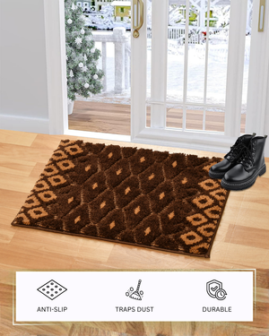 Furnofy Antiskid Lightweight Fluffy Doormats (Pack of 1, 40x60 CMs)