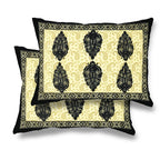 Furnofy 100% Cotton Traditional Jaipuri Print King Size Bedsheet (90x108 Inches) with 2 Matching Pillow Covers – Flat, Black & White