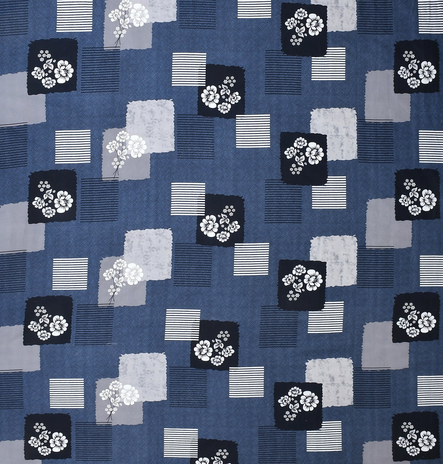 Furnofy Super Premium Printed King Bedsheet (108x108 Inches) with 2 Pillow Covers (Gift Set) - Flat, Blue & Black