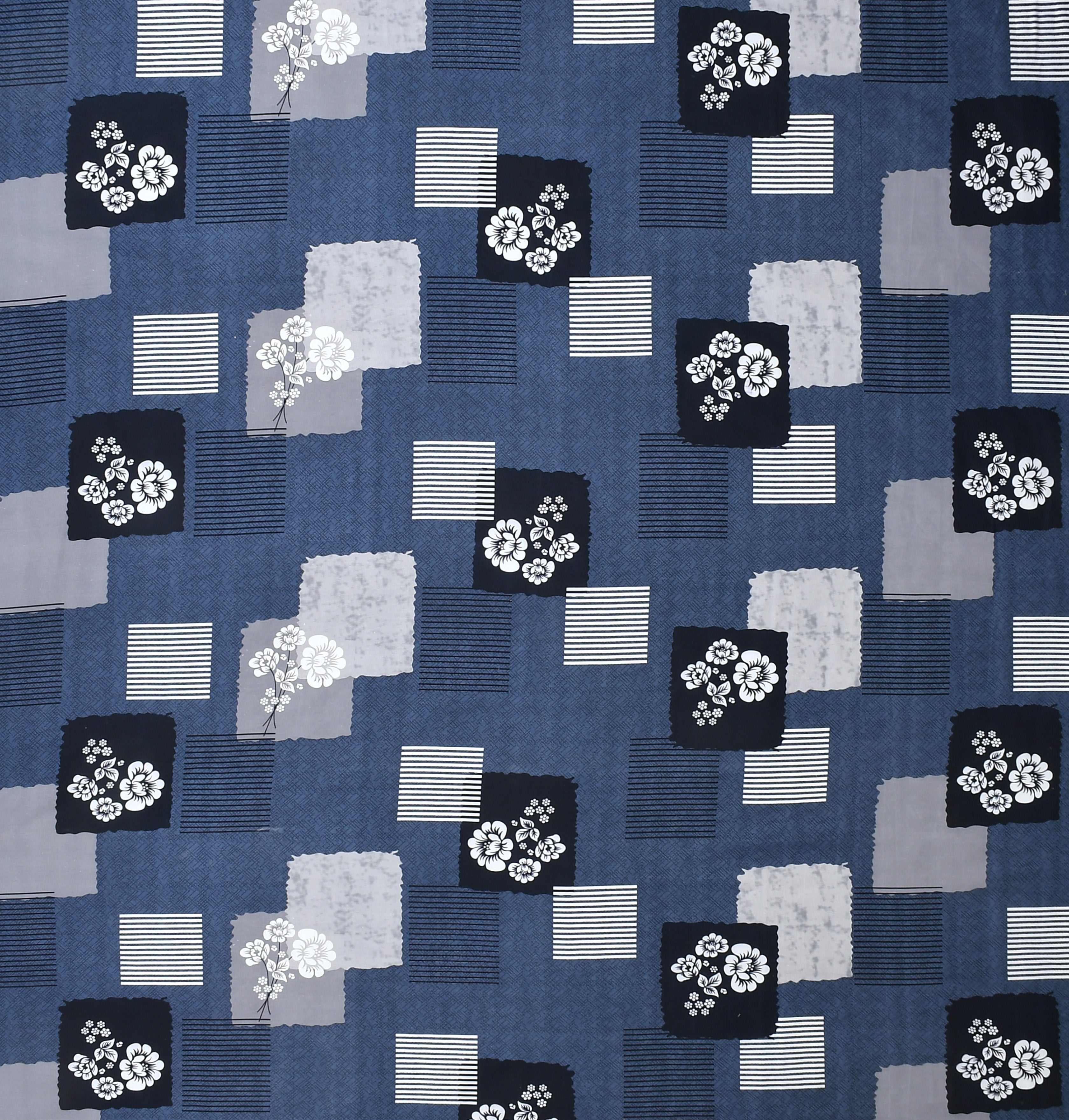 Furnofy Super Premium Printed King Bedsheet (108x108 Inches) with 2 Pillow Covers (Gift Set) - Flat, Blue & Black