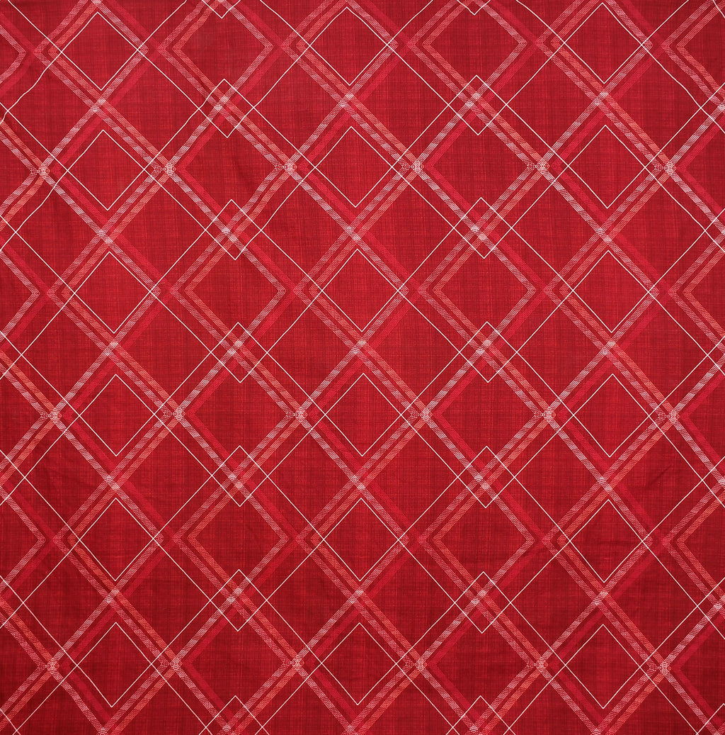 Furnofy Premium Fitted Double Bedsheet with 2 Pillow Covers (L-78" x B-72" + 6" Pocket) - Fitted, Red & White