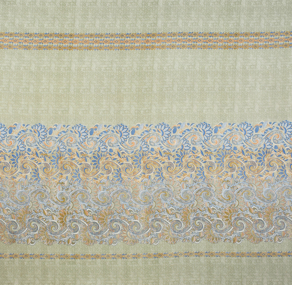 Furnofy Premium Printed Double Bedsheet (90x100 Inches) with 2 Pillow Covers - Flat, Olive Green & Blue - Pattern