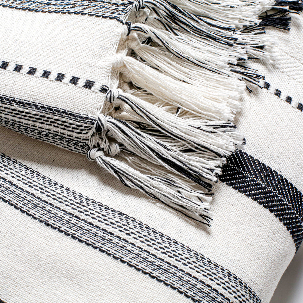 Furnofy Cotton Sofa Throws for Home Decor (127 x 152) Cms - White Stripe