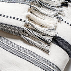 Furnofy Cotton Sofa Throws for Home Decor (127 x 152) Cms - White Stripe