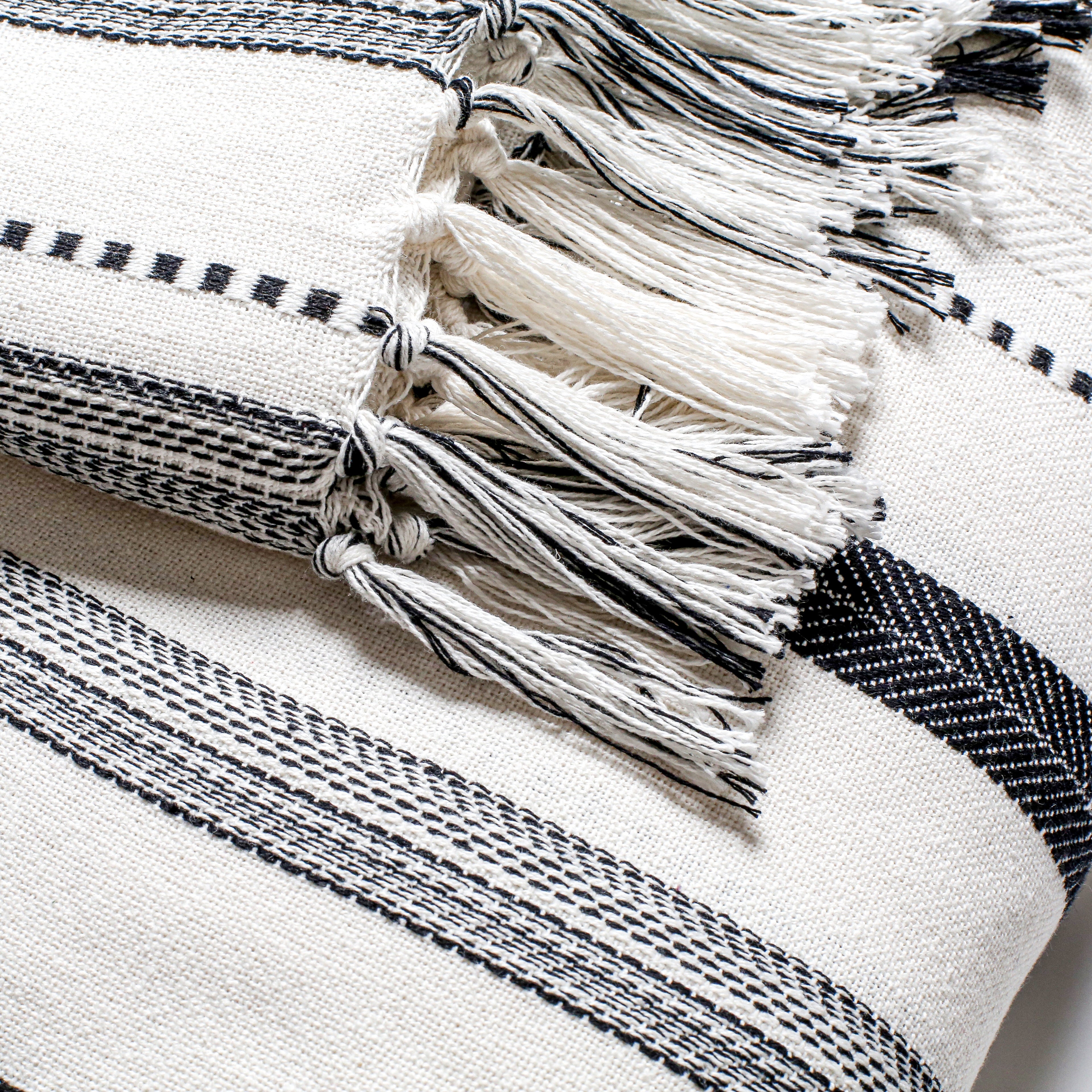 Furnofy Cotton Sofa Throws for Home Decor (127 x 152) Cms - White Stripe