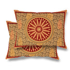 Furnofy 100% Cotton Traditional Jaipuri Print King Size Bedsheet (90x108 Inches) with 2 Matching Pillow Covers – Flat, Maroon