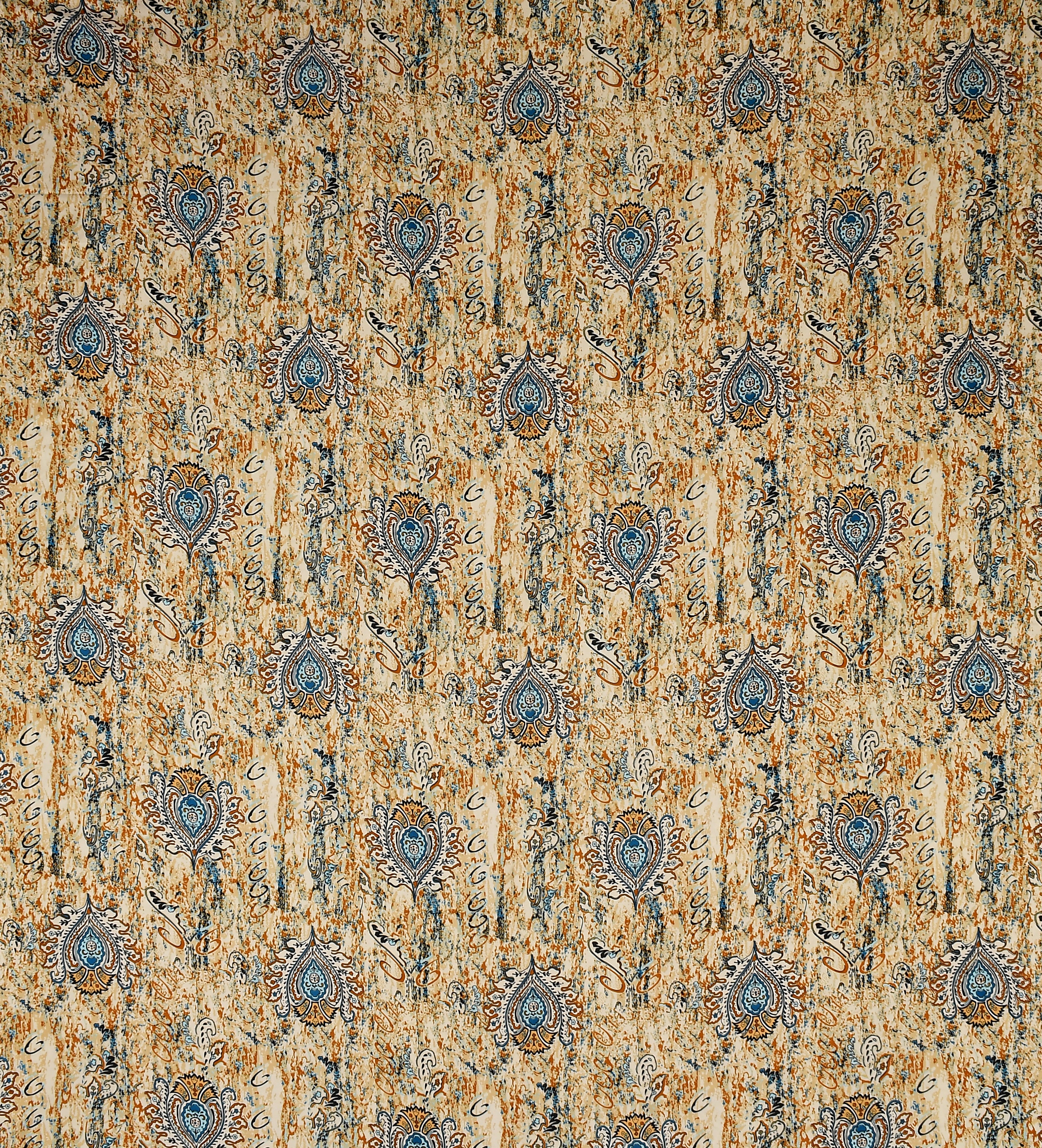 Furnofy Premium Tie & Dye Printed Double Bedsheet (90x100 Inches) with 2 Pillow Covers (Flat, Geometric) - Mustard and Turquoise