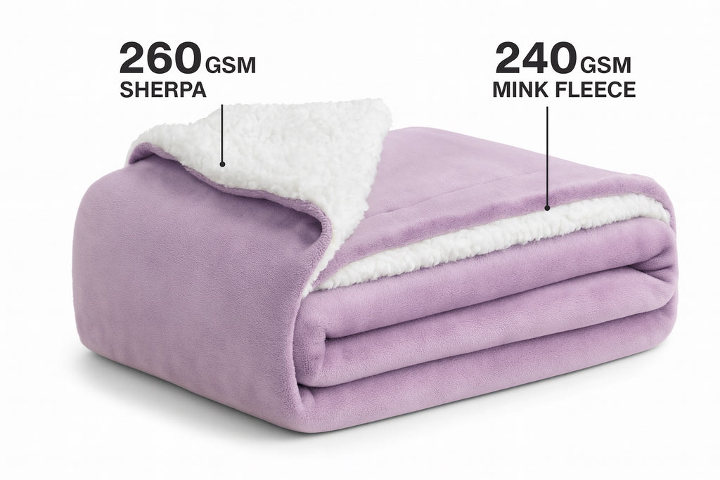 Furnofy Premium Soft Sherpa Warm Blankets (55x90 Inches) - Soft Pink