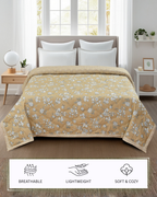 Furnofy 200 GSM Premium King Size Reversible Comforter/Quilt (220x224 cm) - Microfiber, Pack of 1, Floral Brown